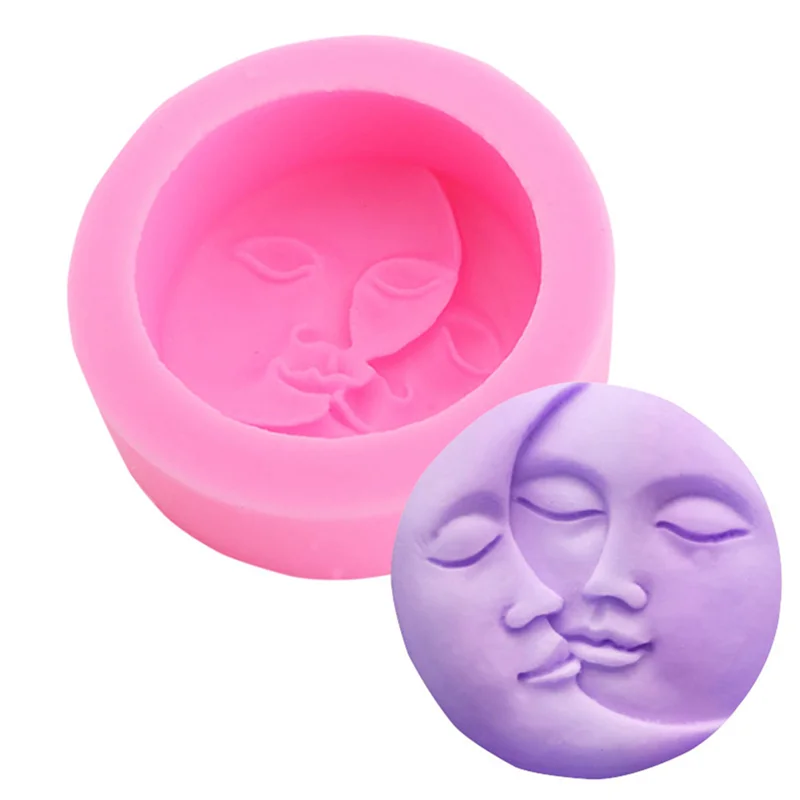 ABDJ-2X Luna e sole viso candela stampo in silicone fai da te sapone fatto a mano candela gioielli artigianali candela stampo candela produzione di candele forniture