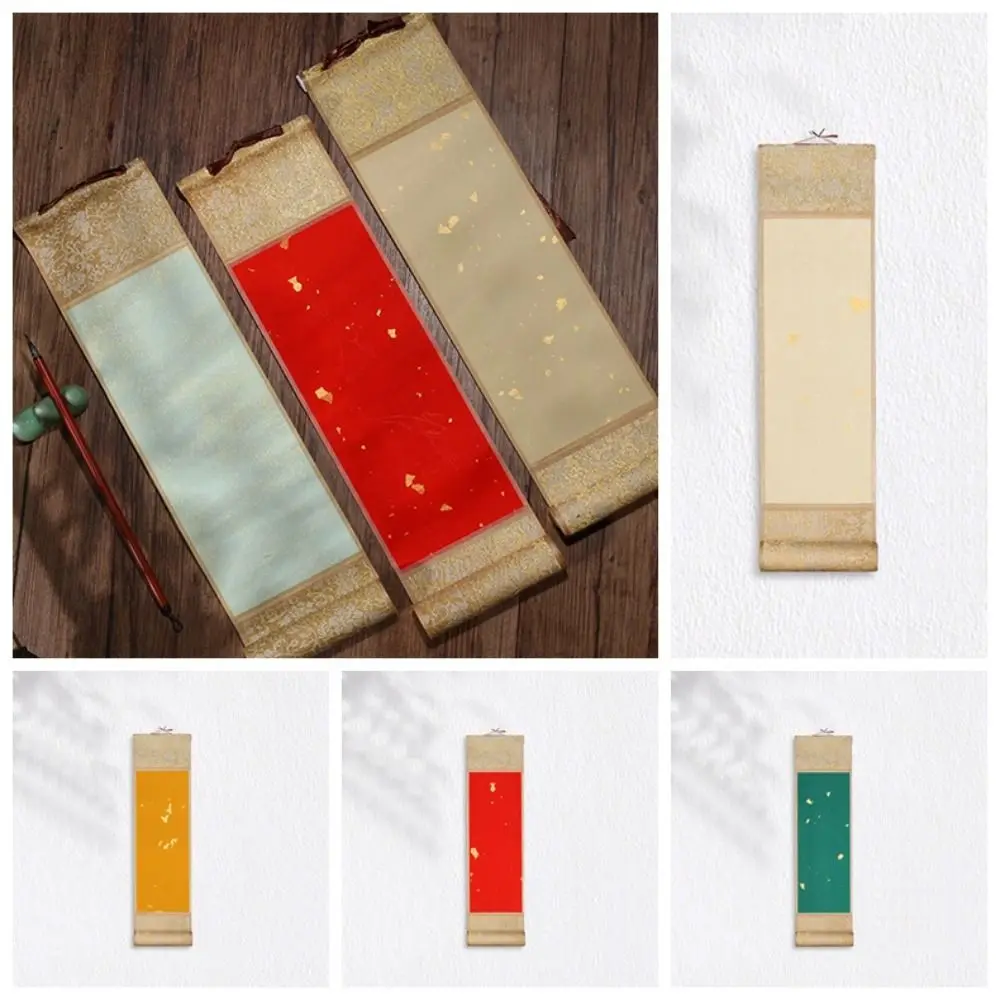 Painting Drawing Paper Gilded Rice Paper Scroll Self-made Gifts Blank Hanging Scroll Mini Batik Trumpet Scroll Chinese Style