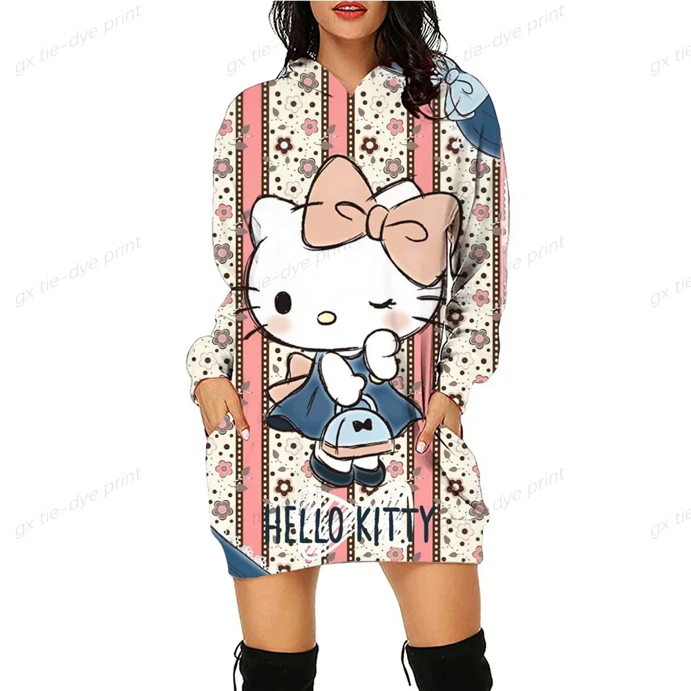 New Movie Cartoon HELLO KITTY Funny Spring Hoodies Women Cute Anime Graphic Streetwear Sweatshirt Vintage  Slim Fit Hoody Female