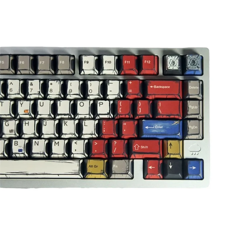 

A08E-PBT Колпачки для клавиш в стиле комиксов Cherry Profile, набор 141-клавишных колпачков для клавиш, подходящие переключатели Cherry MX для механической клавиатуры