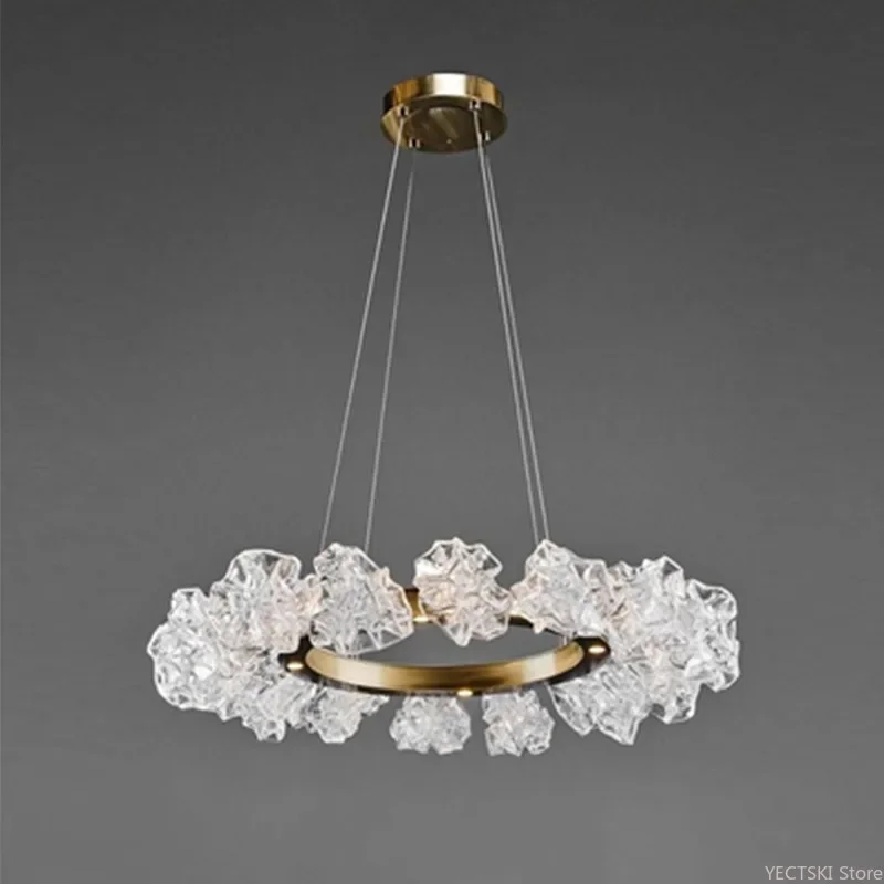 

GHJUYIOL Italian minimalist living room chandelier, crystal lamp, atmospheric modern dining room lamp, round bedroom lamp