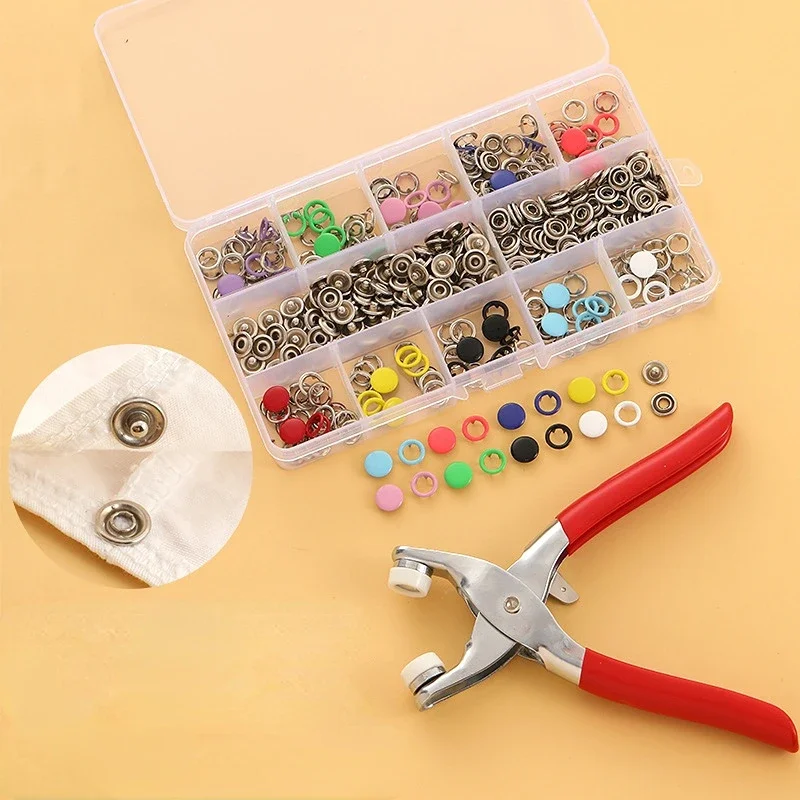 

100 комплектов металлических пуговиц с плоскогубцами, круглые кнопки 9,5 мм, швейные принадлежности для детской одежды