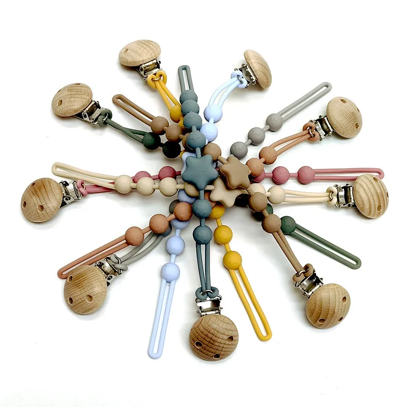 1/18pcs Teether Chain Baby Silicone Anti-Drop Teething Stick Toys Hanging Strap Anti-Loss Rope Baby Soother Pacifier Clip