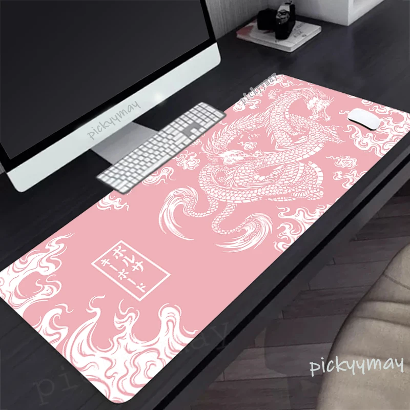 

Japanese Dragon Large Mousepad Gamer Mousepads Keyboard Mat Pink Deskpad Pc HD Desk Mats Company Mouse Pad For Gift