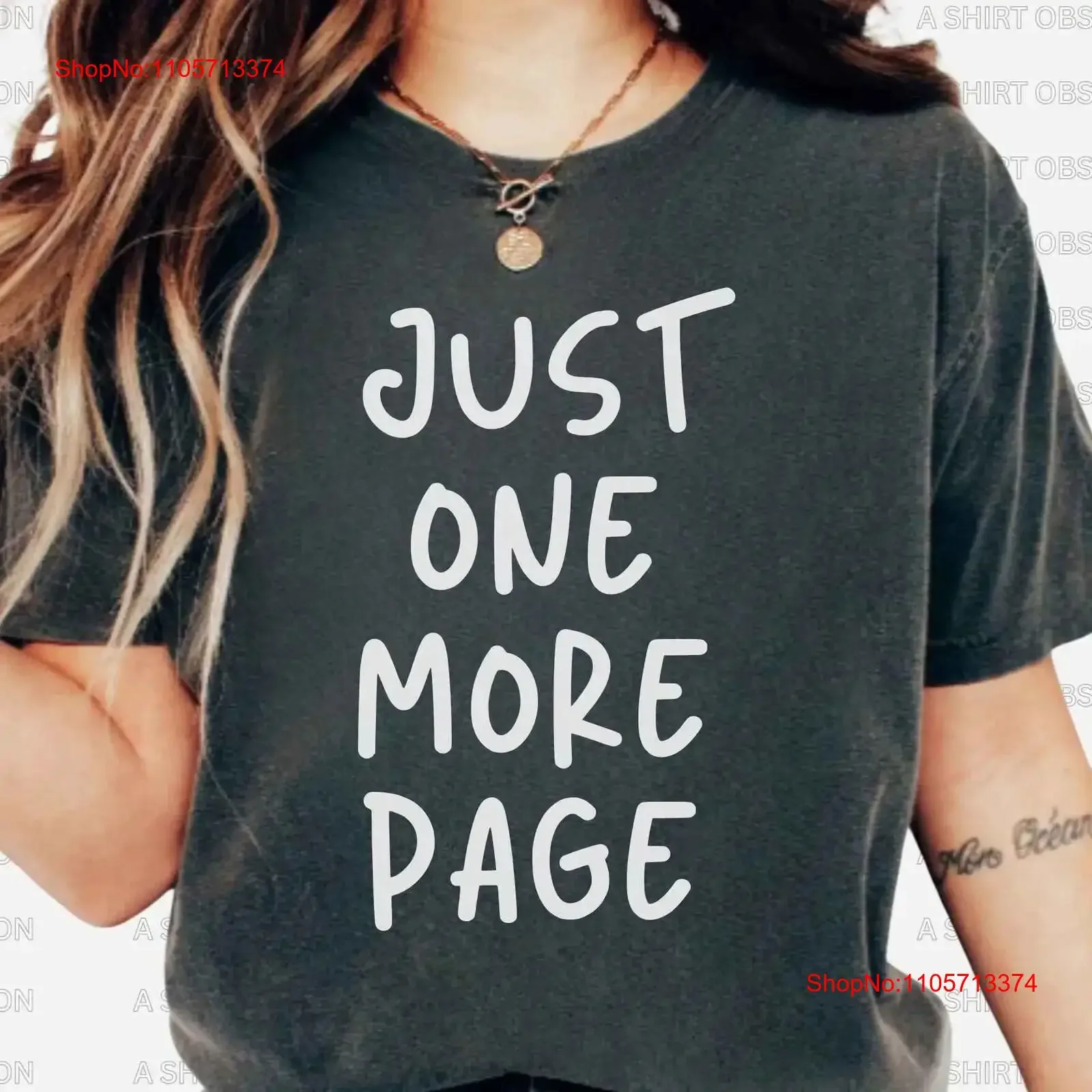 Just One More Page T Shirt Chapter Librarian Reading Bookish Book Club Bookworm Nerd Avid Reader vintage Washed Breathable