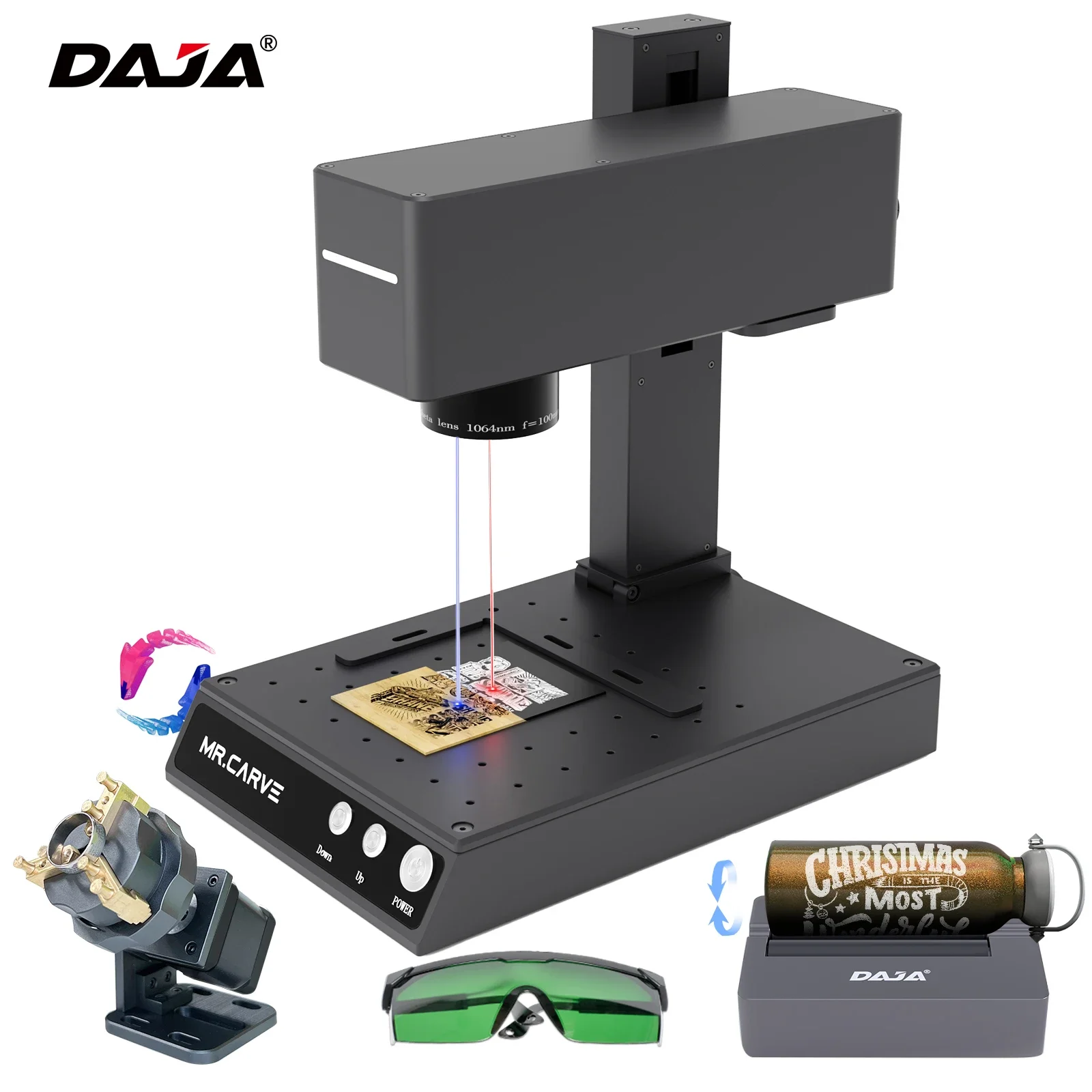 DAJA M4 PRO Dual Laser Engraver Portable Fast Fiber Marking for Jewelry Wood Metal Plastic Leather Glass Ring All Material