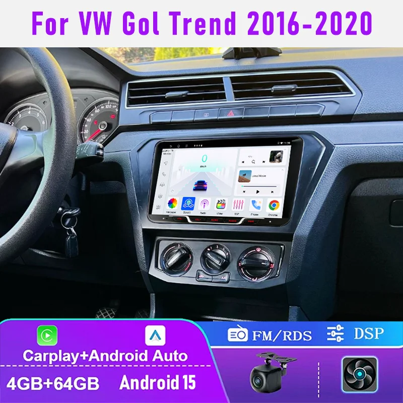 

9" 4+64GB For VW Gol 2016-2020 Car Radio Wireless CarPlay Android Auto QLED Touchscreen Head Unit Canbus Steering Wheel Control