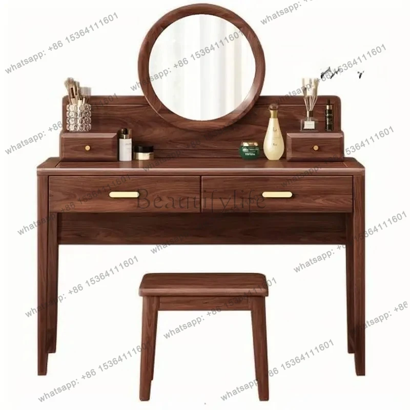 

Natural Luxury Wooden Dresser Bedroom Vertical Organizer Drawer Makeup Dressers Mirrors Modern Schminktisch Home Furniture