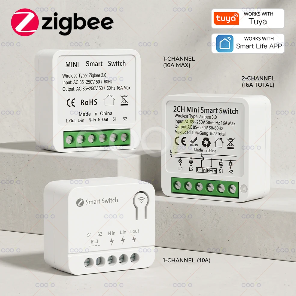 Tuya ZigBee Schaltmodul 10A/16A Smart Home DIY Relais Automatisierungs-Schalter 1 2 3 Gang für Smart Life Alexa Google Home Yandex Z2M