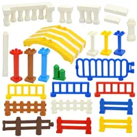 Big Size Building Blocks Roof House Farm Fence Parts Pillar Ceramic Tile Assemble Large Particles Brick Educational Duploes Toys
