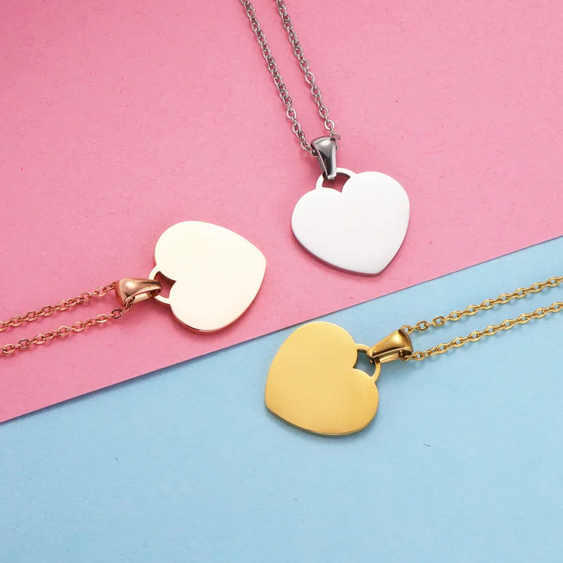

10Pcs/Lot Mirror Polish 20/25mm Heart Pendant Necklace Stainless Steel Cross Chain Necklace For Mens Women's Trends 2024 Jewelry