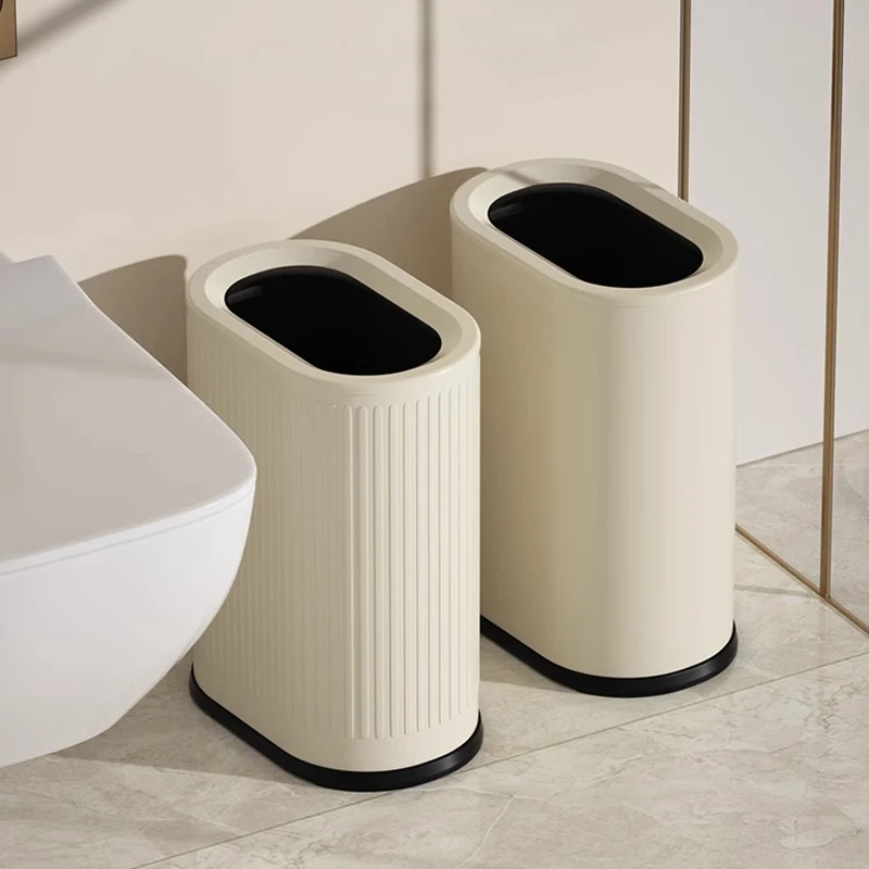 Leasylife 9L/2.3GalNarrow Luxury Bin Without Lid Creative Striped And Plain Metal Double Bin Bathroom, Bedroom, Kitchen