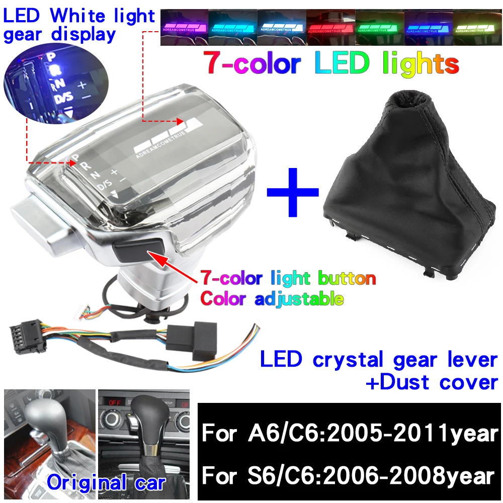 Led versnellingspookknop, schakelhendel, versnellingspook, versnellingshendel, auto-accessoires voor Audi A4 B8 A6 C6 C7 A7 S7 S6 Q7 Q5 8R A5 S5