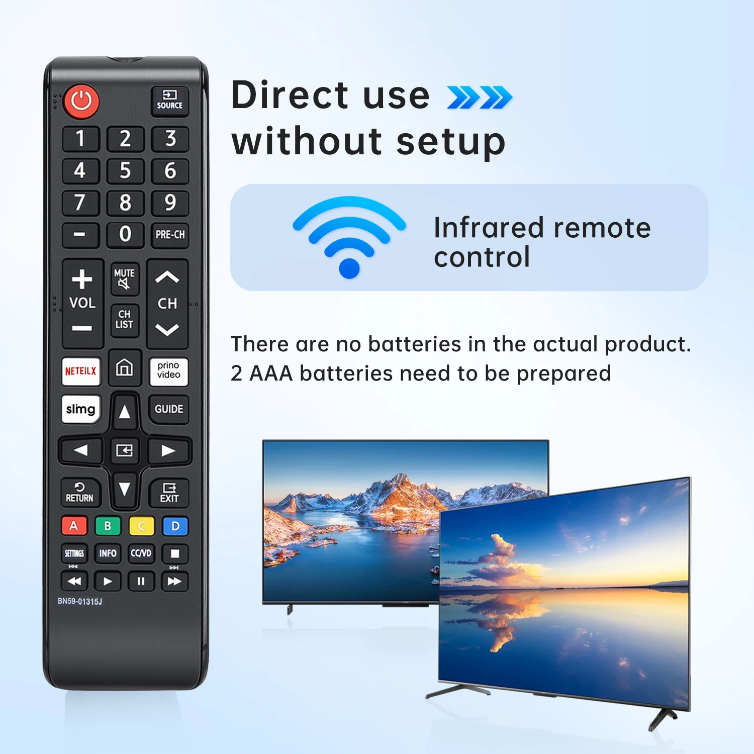 Suitable for Samsung Smart TV Remote, Compatible BN59-01315J/01315A/01301A/01199F/01303A, for LCD LED HD 3D TVs