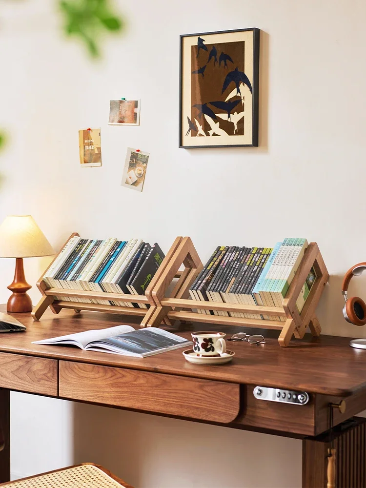 

Cherry wood solid wood desktop bookshelf Children's small desk shelf