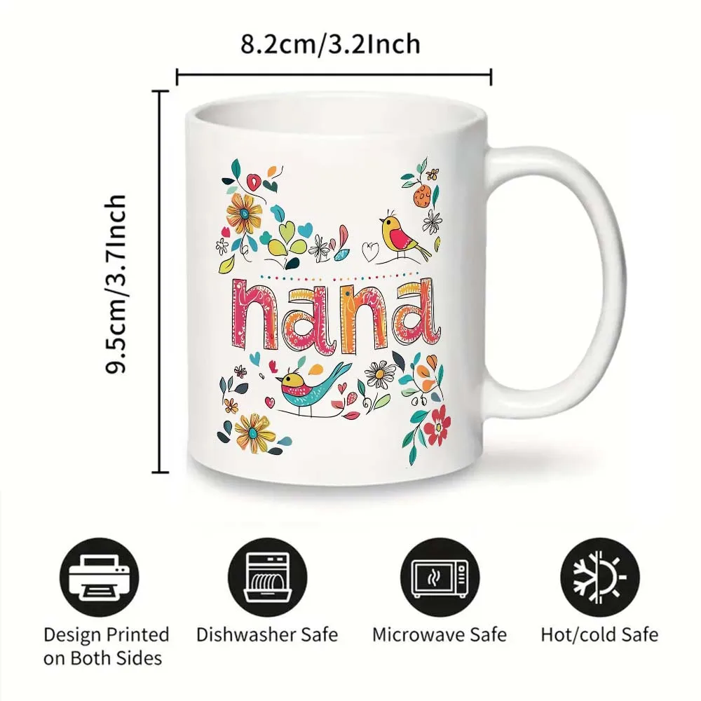 1pc 11Oz Ceramic Coffee Mug, Gift for Nana, Personalized with Name, Suitable for Hot And Cold Drinks, Perfe