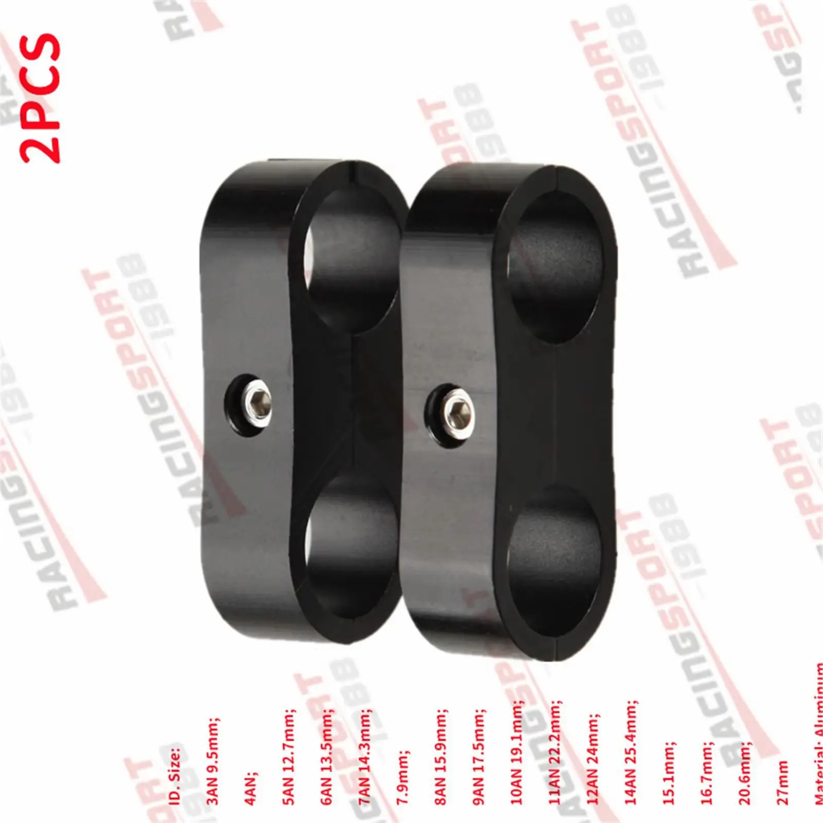 S+  2PCS Universal Aluminum 3AN 6AN 8AN 10AN 12AN 14AN Billet Oil Fuel Water Hose Tube Seprator Divider Clamp Iine Separator Kit