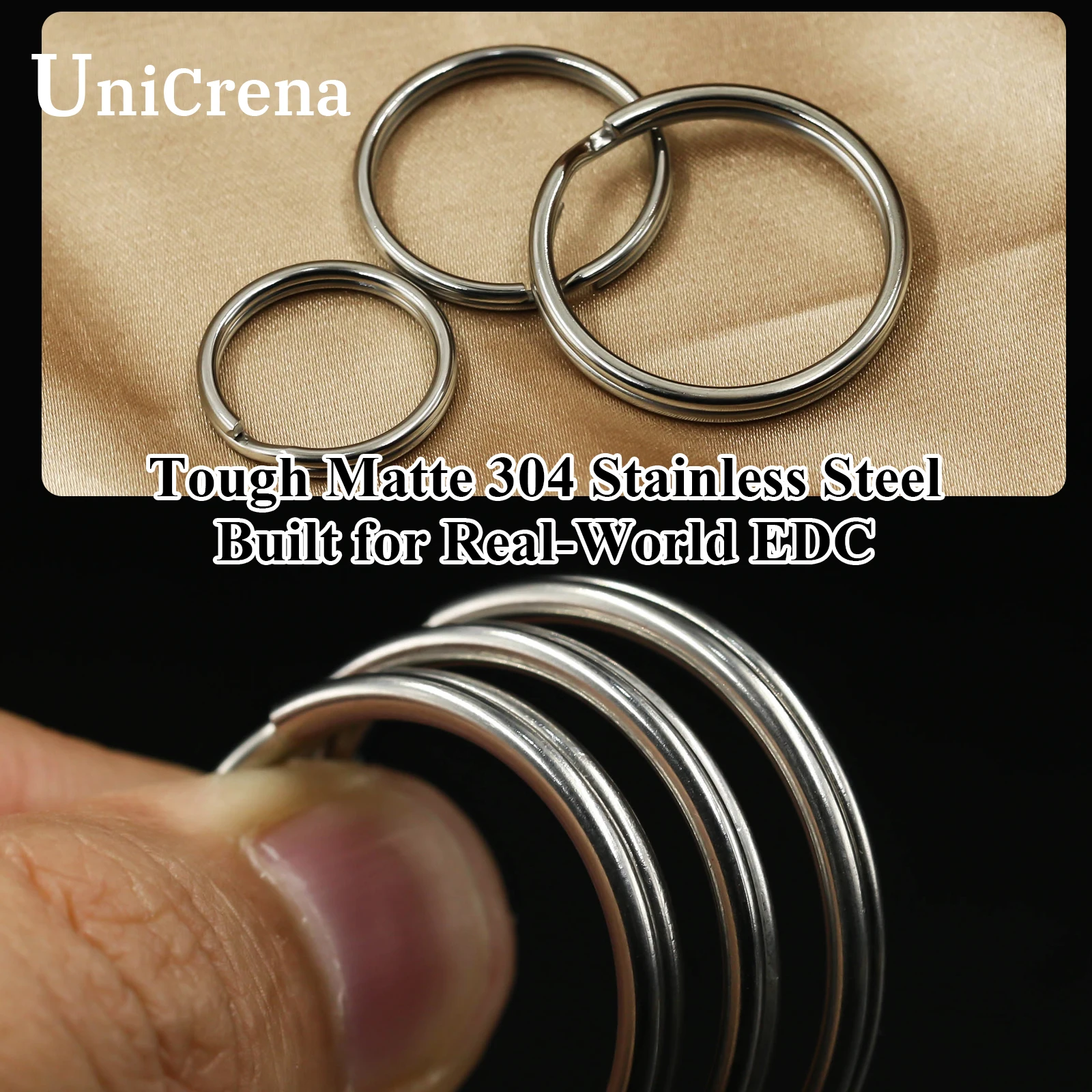 UniCrena 304 Stainless Steel Key Rings Bulk Heavy Duty Split Key Rings Keychain for EDC DIY Dog Tag Rings Home Office Car Keys view 2
