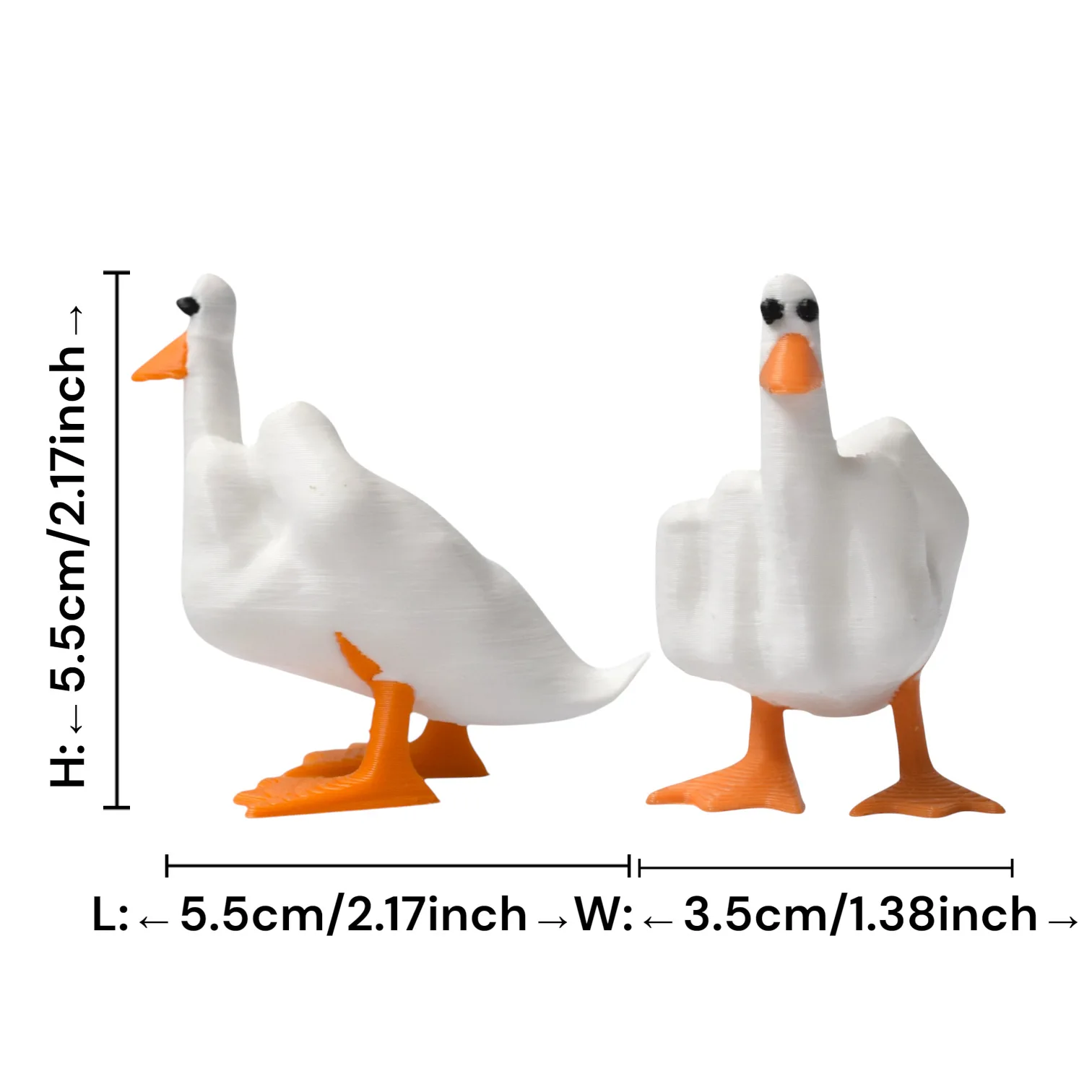New White Duck Funny Middle Finger Ducks Home Decoration Statue 3D Printing Toys Garden Courtyard And Micro Landscape Figurines