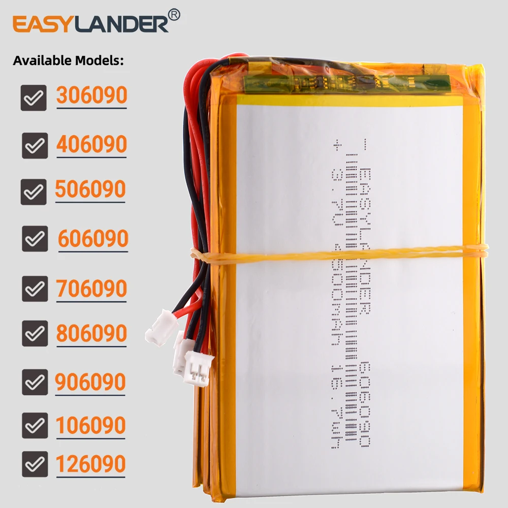 

5 шт./лот, литий-ионный полимерный аккумулятор PH 2.0 мм, 2 контакта, 3.7 В, 6000 мАч, 906090, перезаряжаемый