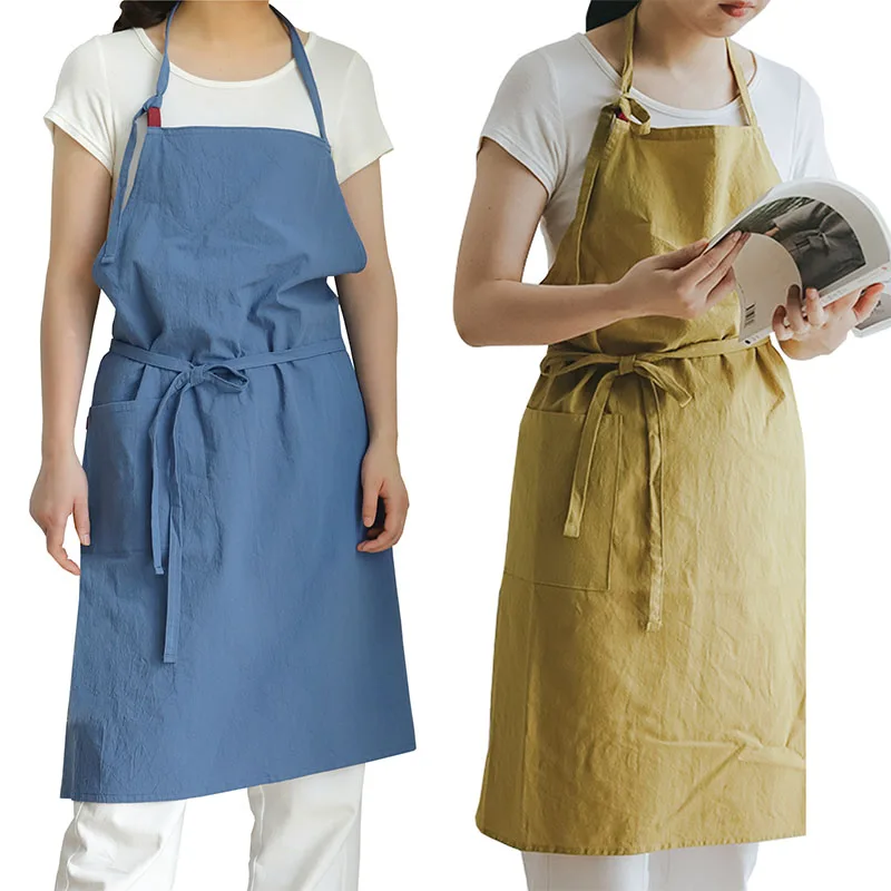 

Lightweight Pure Cotton Kitchen Apron with Pocket for Men and Women Sleeveless Breathable Pinafore for Cooking Cleaning Baking