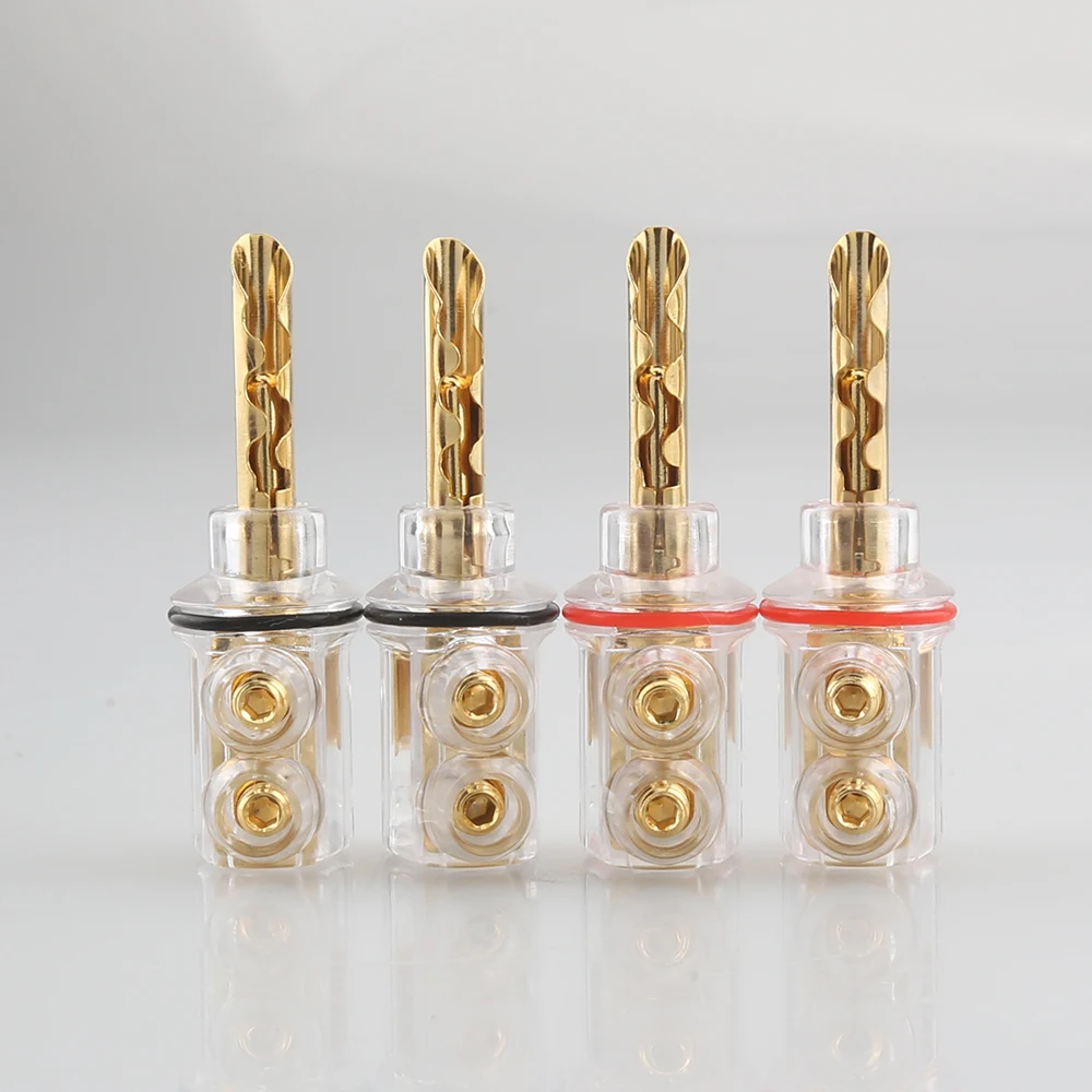 

4Pcs Hifi Audio Rhodium-plated Gold Plated BFA Banana Transparent Cover Audio Banana Plug 1Set For Speaker Cable Without Box