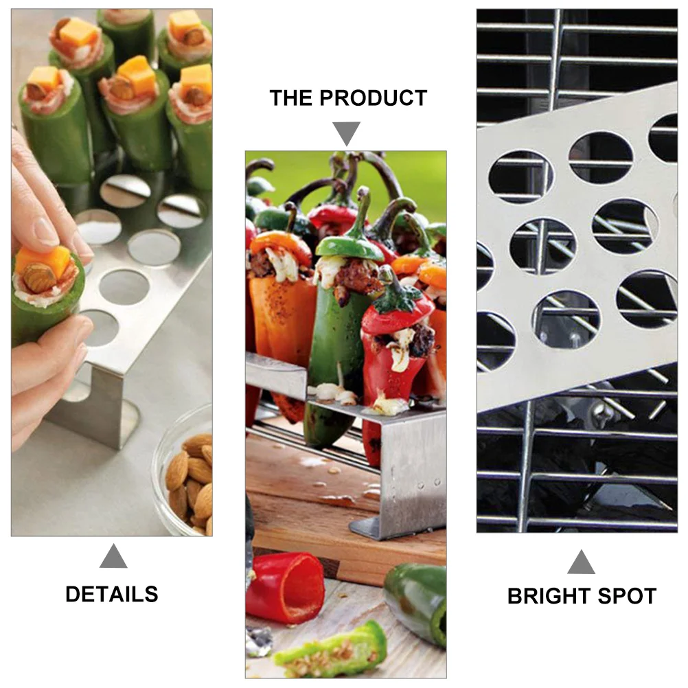 

Jalapeno Grill Rack Stainless Steel Multipurpose Tool Roasting Barbecue Accessory Perfect Gift Home Kitchen Assistant
