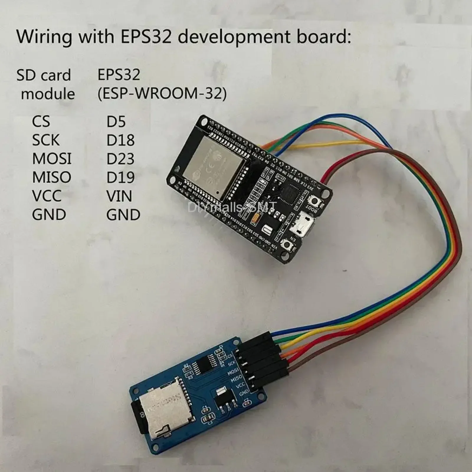 SD 카드 모듈 미니 TF 카드 리더 라이터 센서 + 40P 수-암 듀폰 케이블, Arduino Mega2560 나노 ESP32 용, 5 개