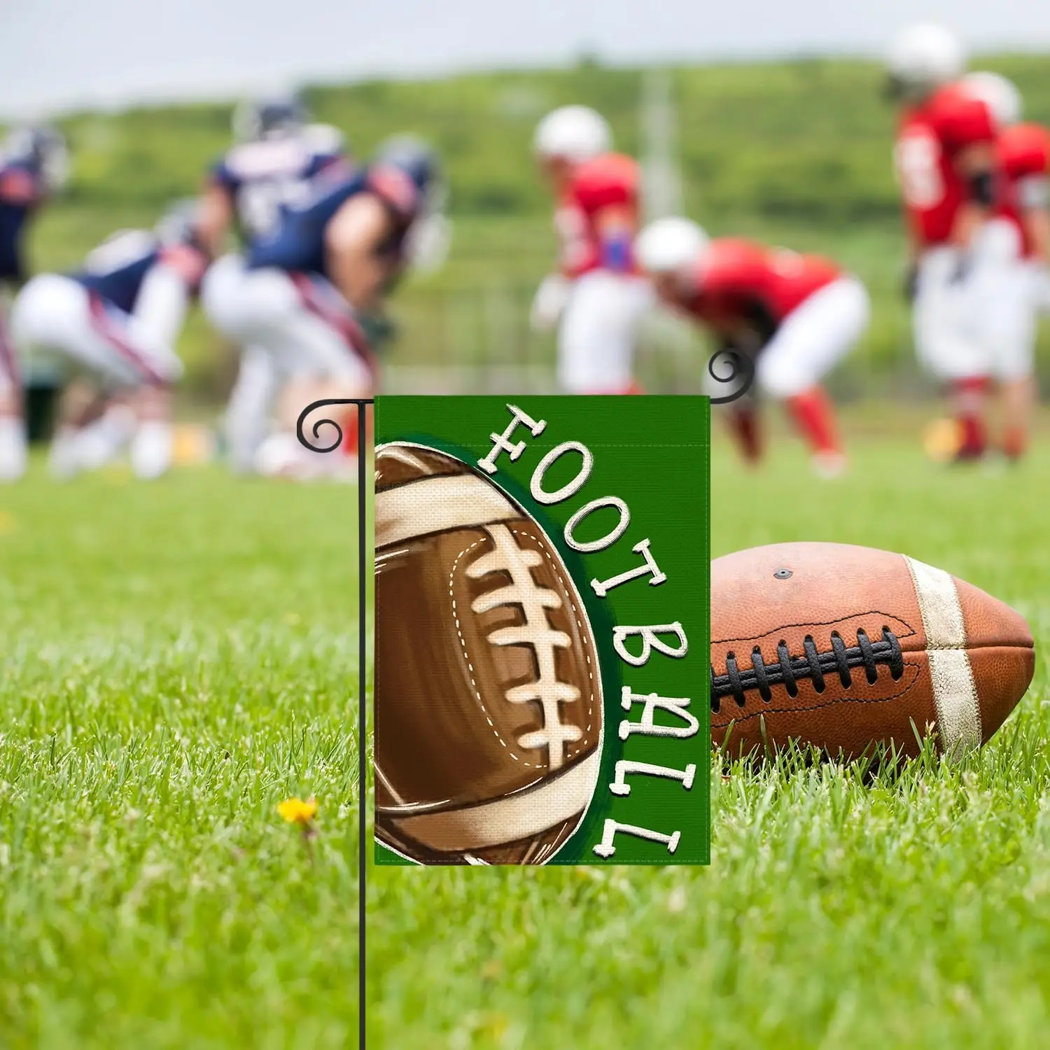 Watercolor Stripes Football Garden Flag 12 x 18 Inch Double Sided, Sports Game Yard Outdoor Flag, Flag Pole NOT Included EYY SSL