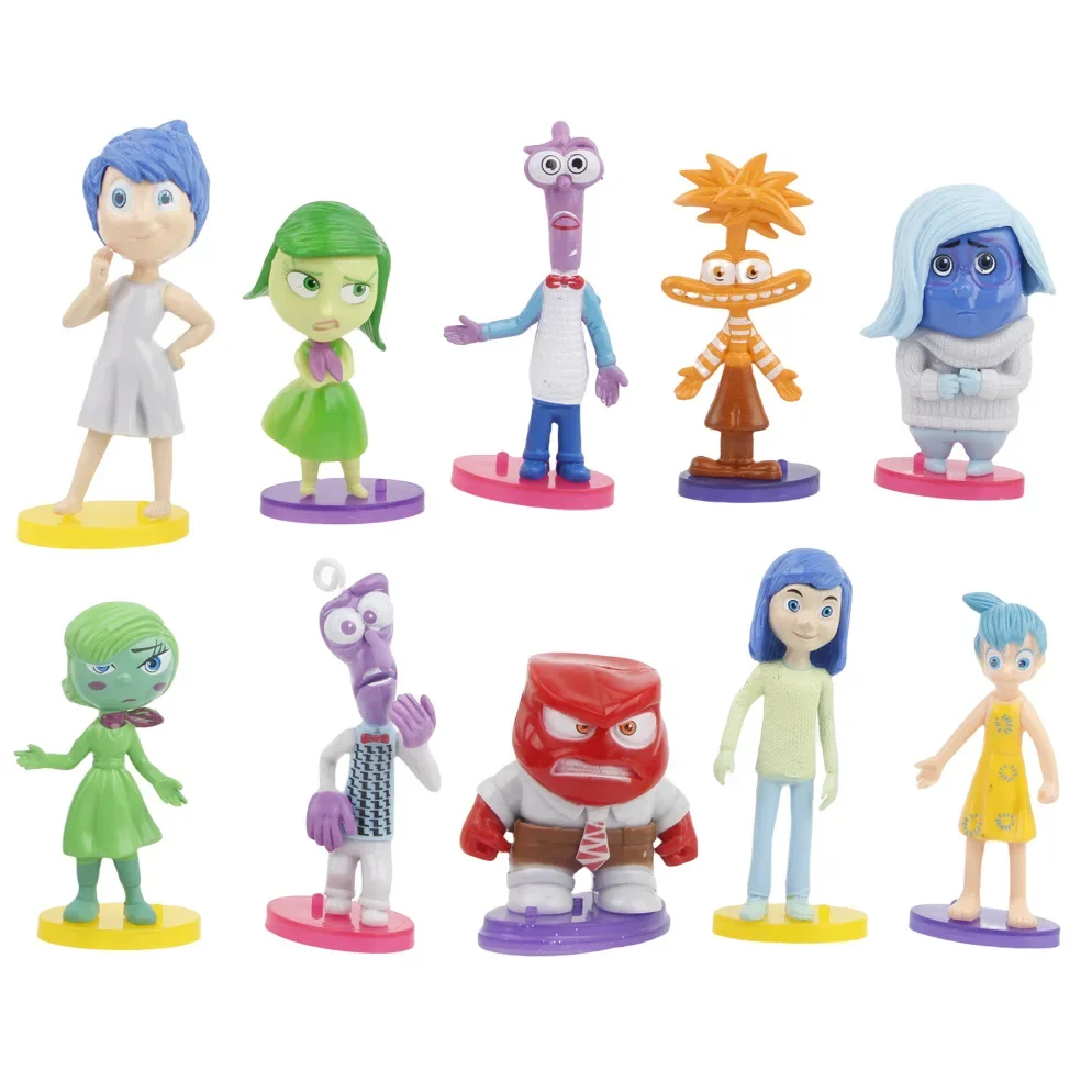 10Pcs/Set Inside Out 2 Action Figure Toy Cartoon Movie Joy Anxiety Anger Sadness Disgust Fear Model Doll Kids Gift 10.5CM