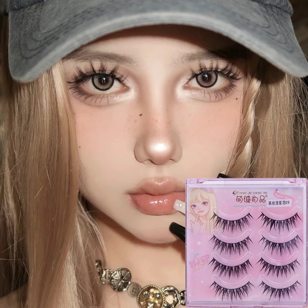 Manga Lashes Natural Look Fałszywe rzęsy Cosplay Fałszywe rzęsy Anime Lashes Mink Wispy Fluffy Spiky 3D Volume Eyelashes Pack