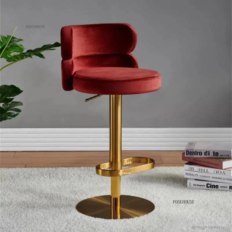 

Скандинавские металлические барные стулья, роскошные подъемные регулируемые высокие табуреты для завтрака, дизайн с мягкой спинкой, вращающиеся барные стулья для барной мебели