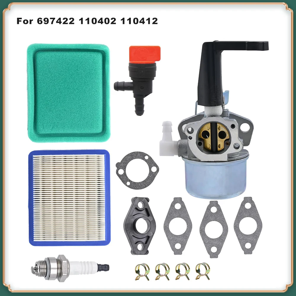 Carburetor & Air Filter Tune-Up Kit for 5-6HP Engines - Includes Parts 696065, 697422, 110402, 110412, 491588S
