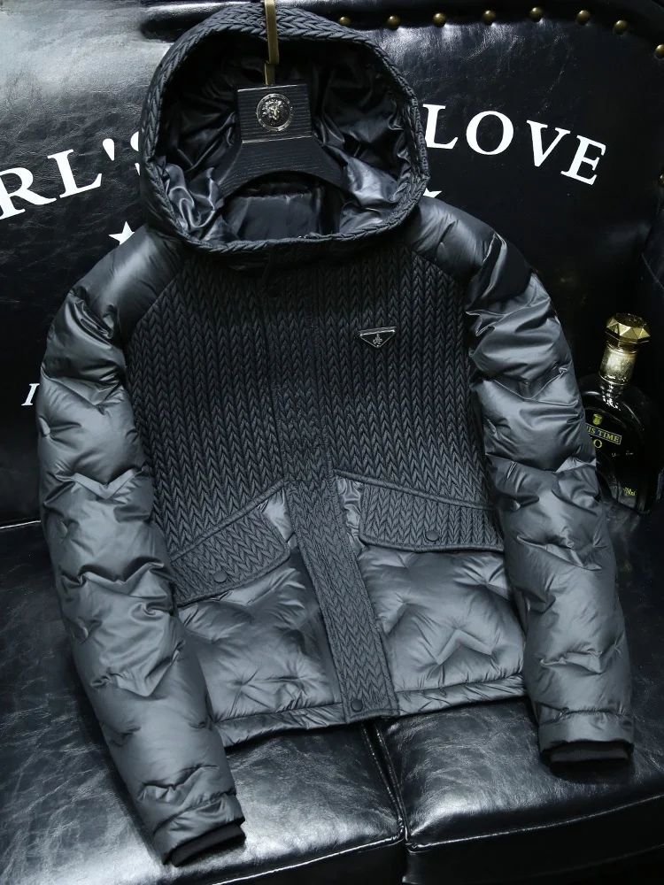 

Мужская пуховая куртка Ele с капюшоном, теплая, простая, модная, городская, белая, молодежная верхняя одежда на молнии