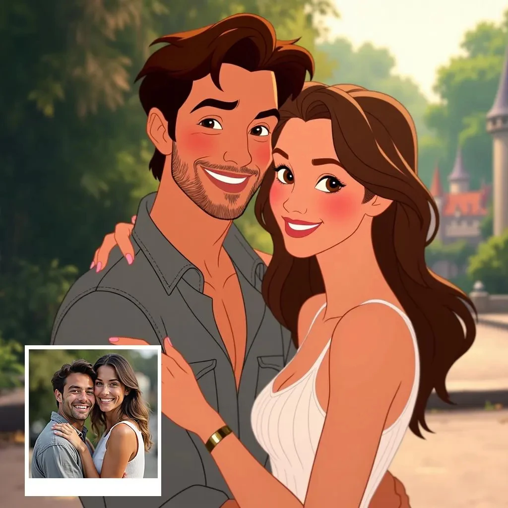 Custom Fairy Tale Style Portrait Cartoon Print Personalized Photo Animation Art Wall Decor for Birthdays Gift Festive Decoration