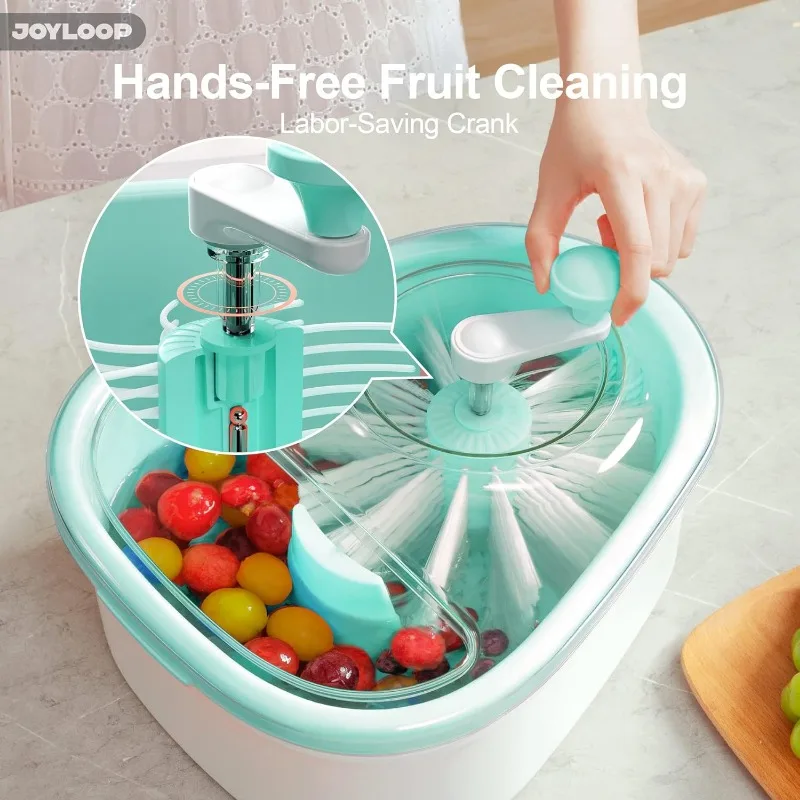 JOYLOOP Fruit Cleaner Spinner com Washer Bowl, Limpador De Frutas Grandes