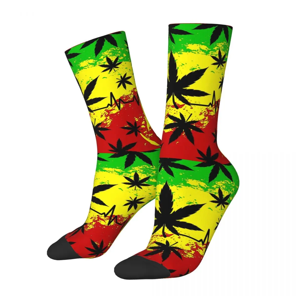 Cannabis Leaf Plant Marijuana Weed Reggae Rasta Jamaican Men Women Socks Cycling Novelty Spring Summer Autumn Winter Stockings