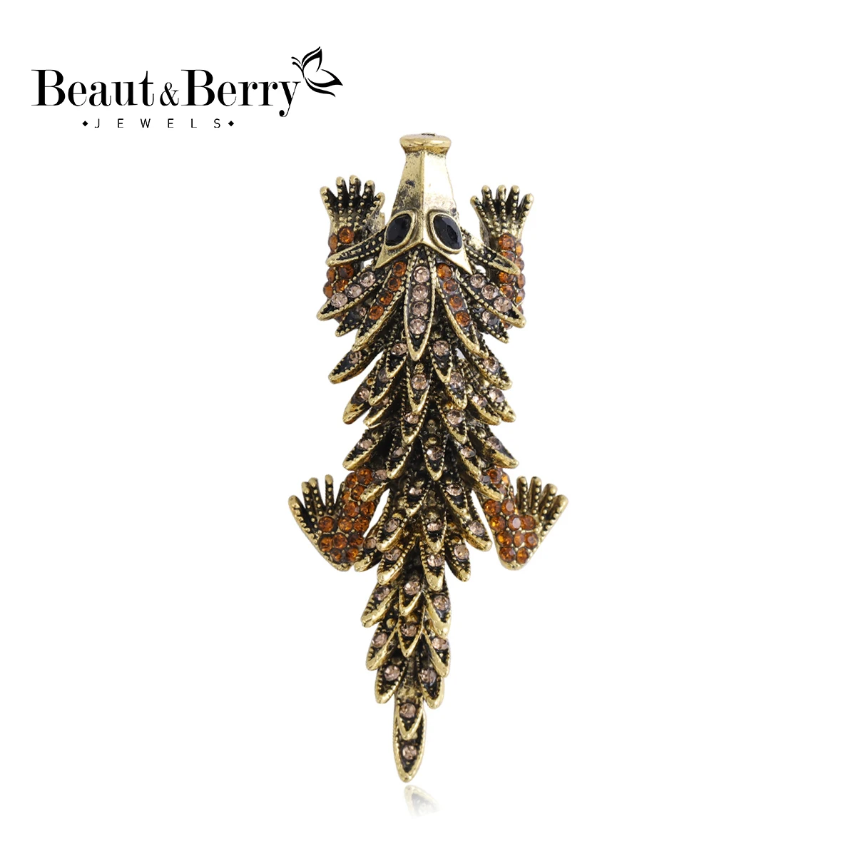 Beaut&Berry Shiny Rhinestone Pangolin Brooches for Women Unisex Animal Pins 2-color Affordable Casual Party Accessories Gifts