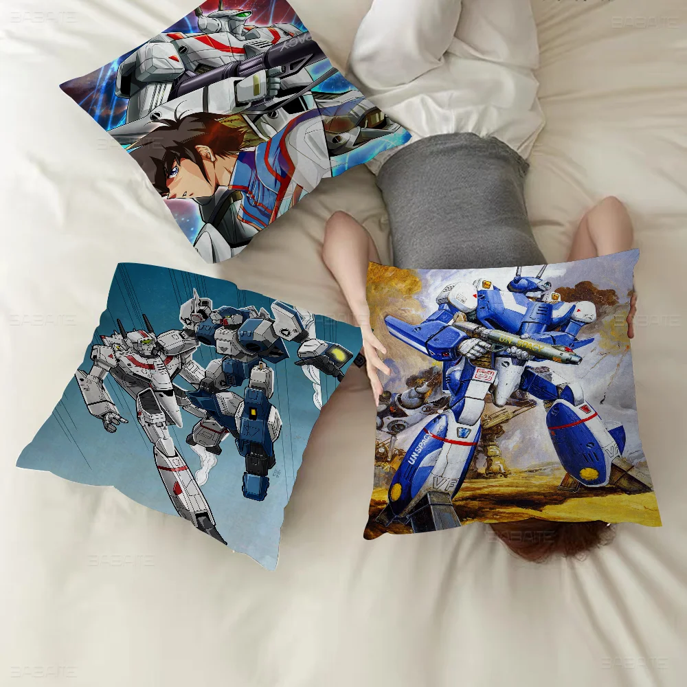 Anime R-Robotech Pillow Covers Cartoon Sofa Decorative Home Double-sided Printing Short Plush Cute Cushion Cover