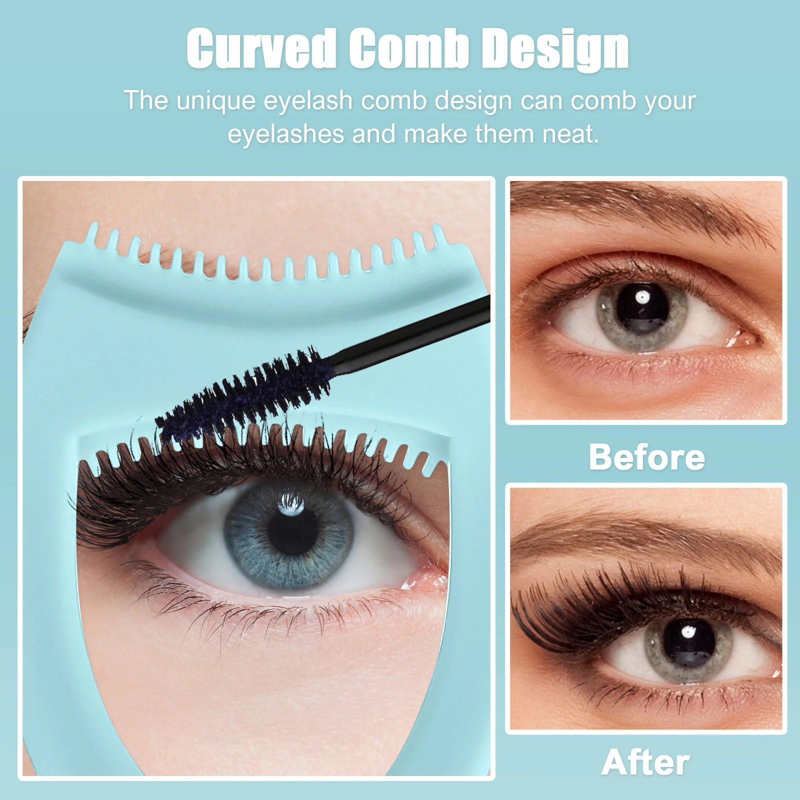 

3pcs Silicone Mascara Protective Cover Eyelash Combs Tool Pink Purple Green Daily Professional Use