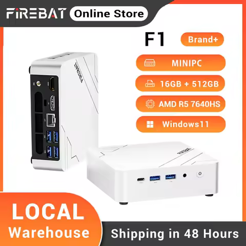 FIREBAT F1 Mini PC AMD Ryzen 5 7640HS DDR5 16GB RAM M.2 PCIe 512GB SSD WiFi 6 BT 5.2 USB4 2500M LAN Windows11 Desktop Computer
