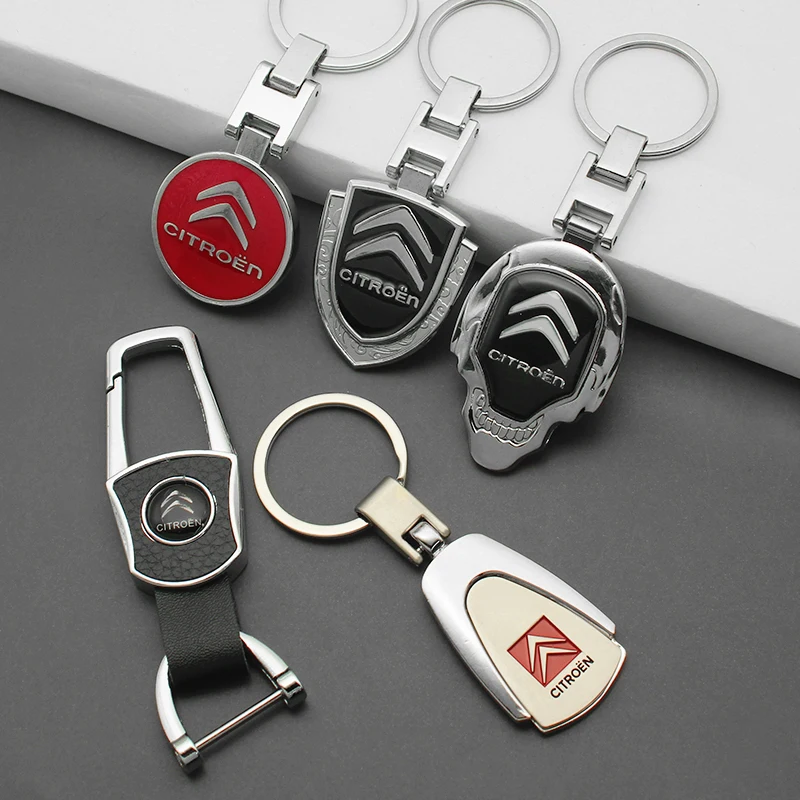 ثلاثية الأبعاد المعادن/الجلود سيتروين C5X C6 DS C3-XR C4L C4 C1 C5 C6 VTS C-ELYSEE مفتاح سلسلة حلقية لسيارة المفاتيح شارة شعار الملحقات