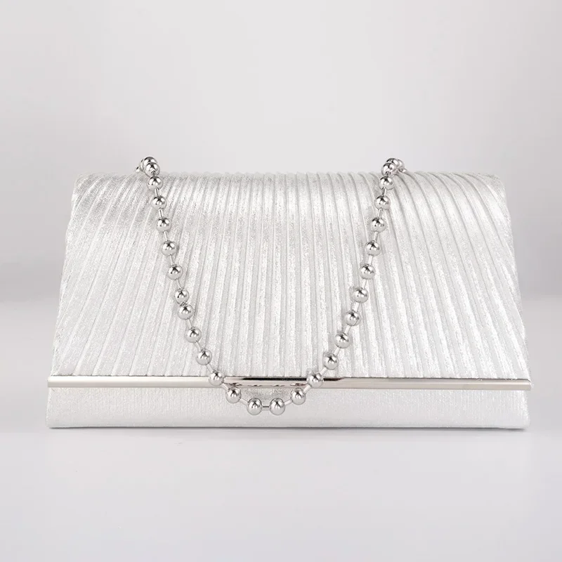 Women Silver Evening Bag Fashion Ladies Glitter Clutchs With Chain Female Wedding Party Clutch Carry On Shoulder Handbags