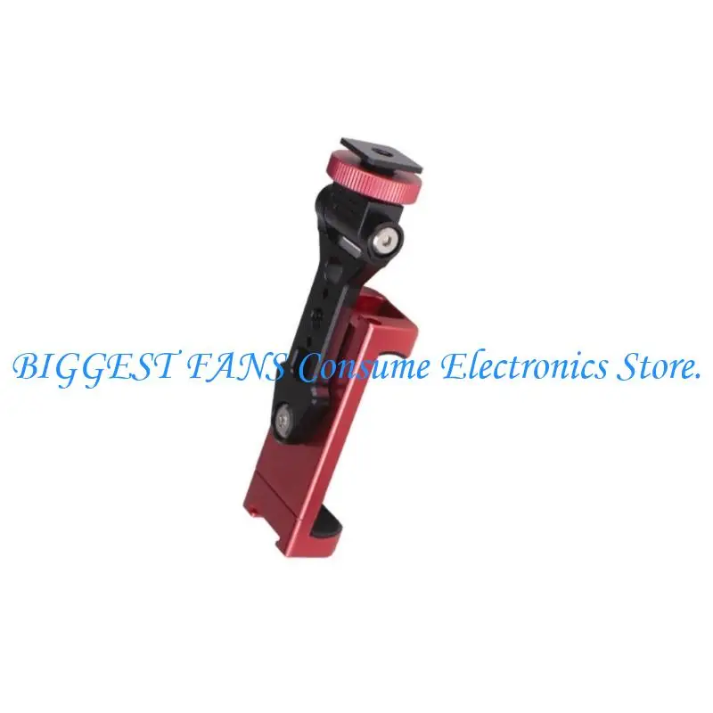 

F68B Universal Aluminum Phone Mount With Silicone Pad 360 Rotation Adjustable Angled Two Cold Shoe Port For Camera Accessories