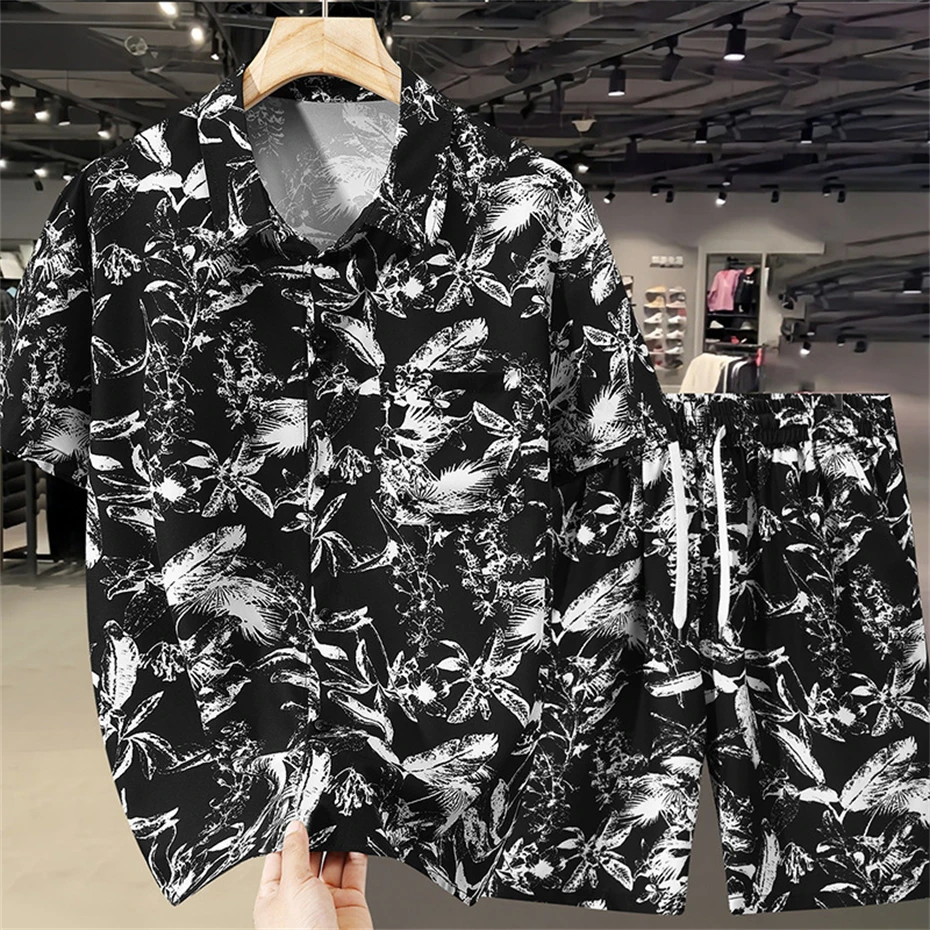 Summer Hawaiian Beach Shirt Suits Men 11XL 10XL Plus Size Sets Summer Shirts Shorts Male Fashion Hawaiian Shirts Big Size 10XL