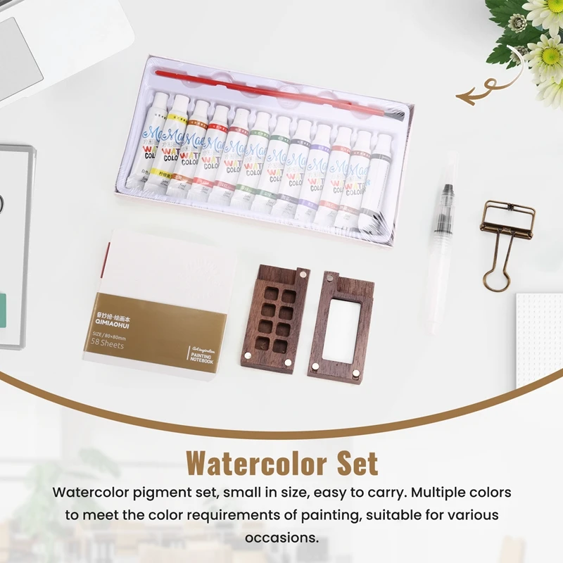 2Pcs Pocketartist Watercolor Travel Set Paint Palette Travel Kit Watercolor Walnut Palette Travel Watercolor Palette