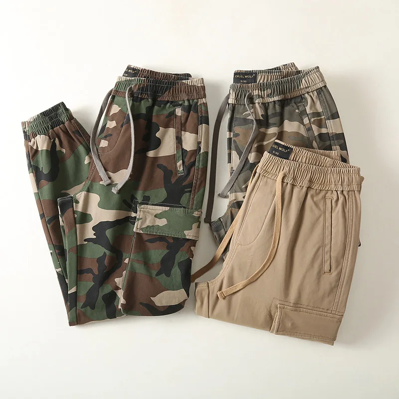 Men's Camouflage Workwear Pants With Multi-Pocket Casual Wash Cotton Cargo Joggers Trousers Male Outdoor Hiking Overalls Pants