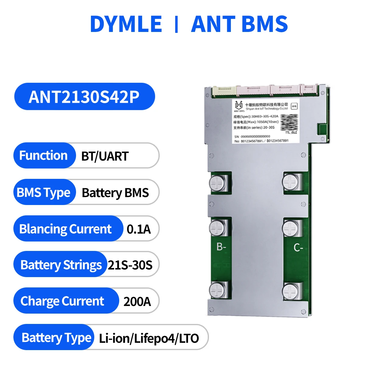 ANT BMS 20S 21S 22S 23S 24S 25S 26S 27S 28S 29S 30S smart BMS 170A 220A 420A Li-Ion LiFePo4 LTO Battery BT Built-in BMS Balance