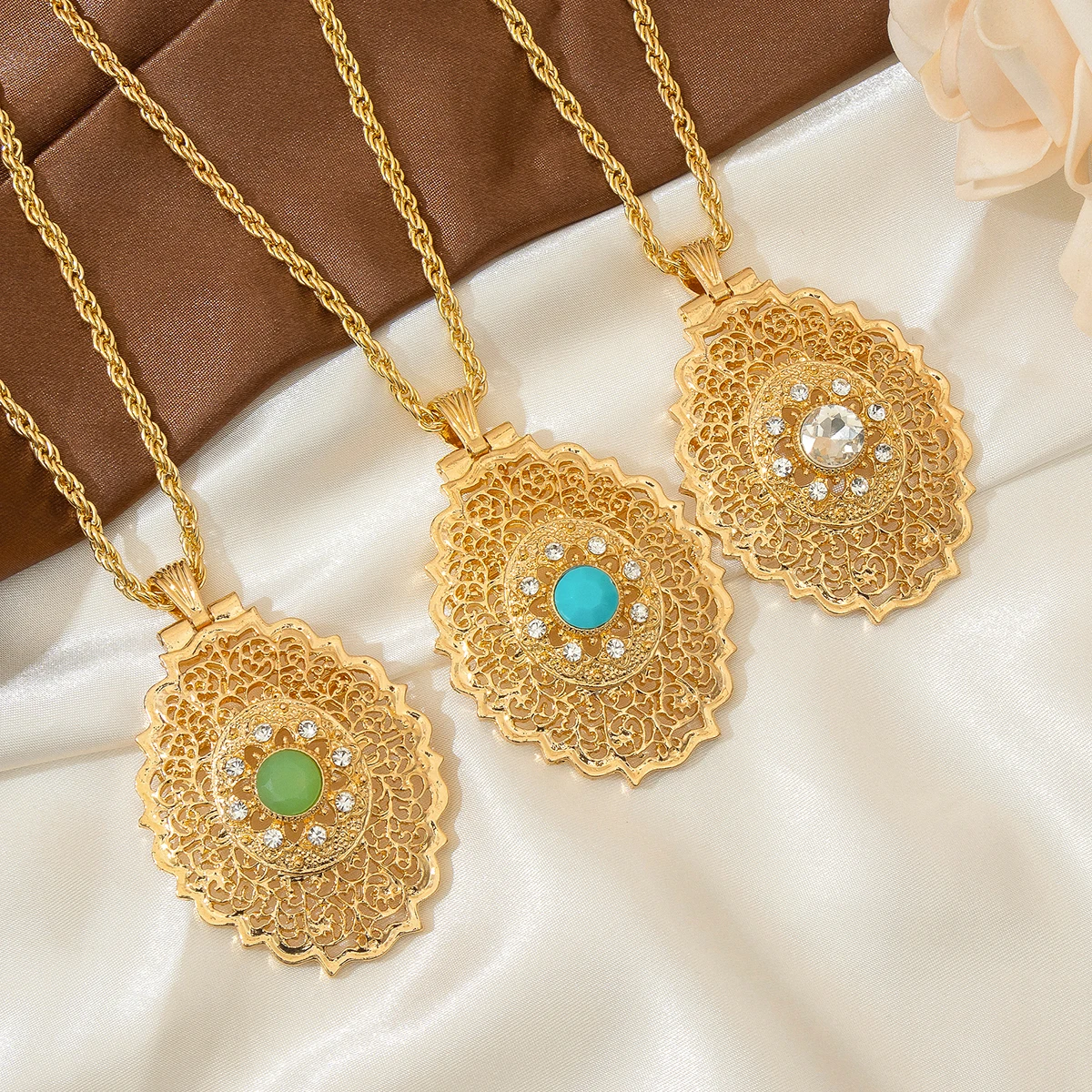 

Fatima fashion zinc alloy earrings women's wedding accessorie Gold Color Headpiece Jewelry Set Head Chain And Earrings
