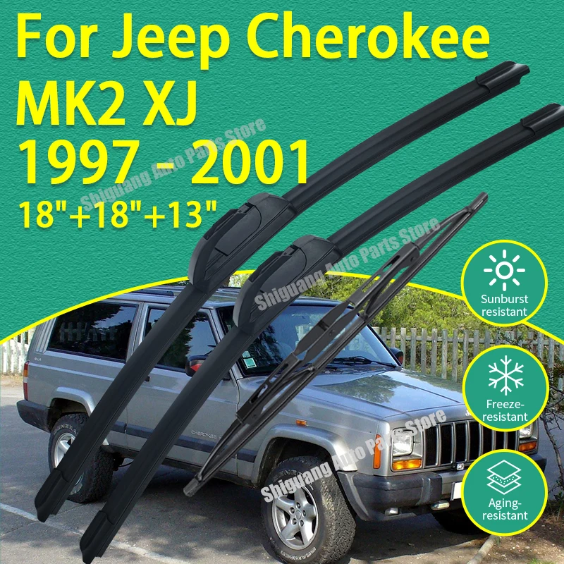 

Передние и задние силиконовые щетки стеклоочистителя для Jeep Cherokee MK2 XJ 1997-2001, аксессуары для лобового стекла, 2000